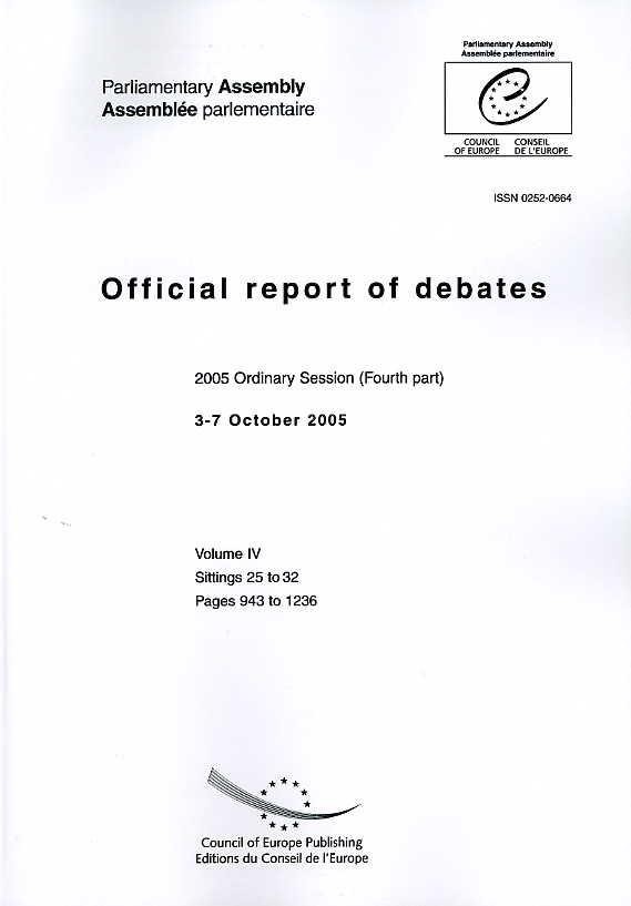 Parliamentary Assembly - Official report of debates - 2005 Ordinary Session (Fourth part) 3-7 October 2005