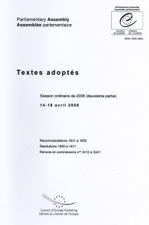 Assemblée parlementaire - Textes adoptés - Session ordinaire de 2008 (deuxième partie) 14-18 avril 2008