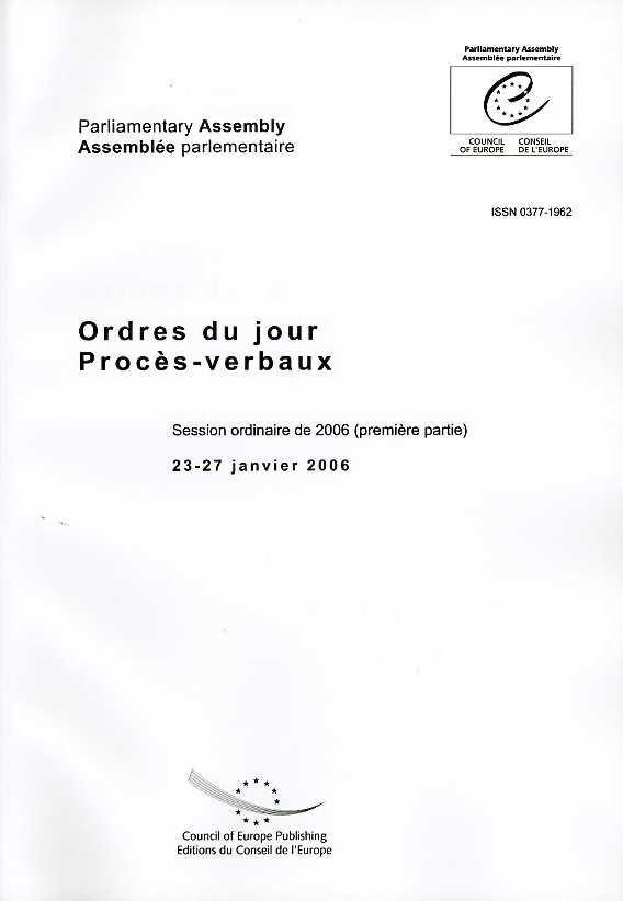 PDF - Assemblée parlementaire - Ordres du jour / Procès-verbaux - Session ordinaire de 2006 (première partie) 23-27 janvier 2006
