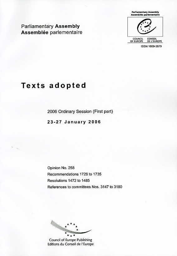 Parliamentary Assembly - Texts adopted - 2006 Ordinary Session (First part) 23-27 January 2006