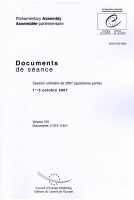 Assemblée Parlementaire - Documents de séance - Session ordinaire de 2007 (quatrième partie), 1-5 octobre 2007, Volume VII, Documents 11373-11421