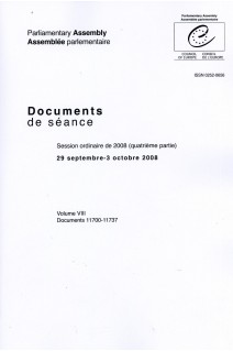 Assemblée Parlementaire - Documents de séance - Session ordinaire de 2008 (quatrième partie), 29 septembre-3 octobre 2008, Volume VIII