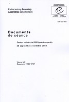 Assemblée Parlementaire - Documents de séance - Session ordinaire de 2008 (quatrième partie), 29 septembre-3 octobre 2008, Volume VIII