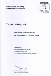 Parliamentary Assembly - Texts adopted - 2008 Ordinary Session (fourth part) - 29 September-3 October 2008