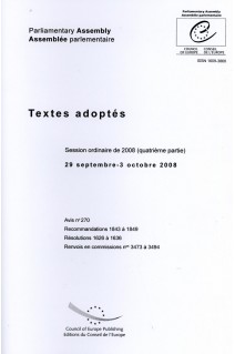 Assemblée parlementaire - Textes adoptés - Session ordinaire de 2008 (quatrième partie) - 29 septembre-3 octobre 2008
