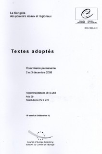 Le Congrès des pouvoirs locaux et régionaux - Textes adoptés - Commission permanente 2 et 3 décembre 2008 - 15e session (Addendum 1)
