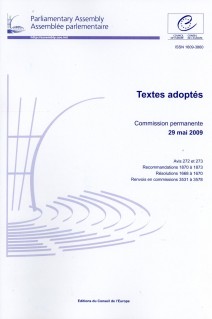 Assemblée parlementaire - Textes adoptés - Commission permanente 29 mai 2009