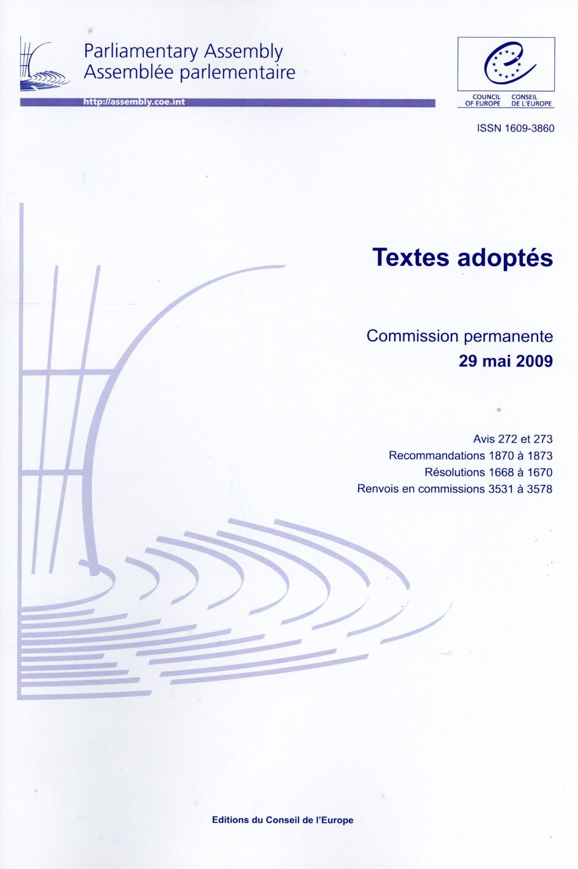 Assemblée parlementaire - Textes adoptés - Commission permanente 29 mai 2009