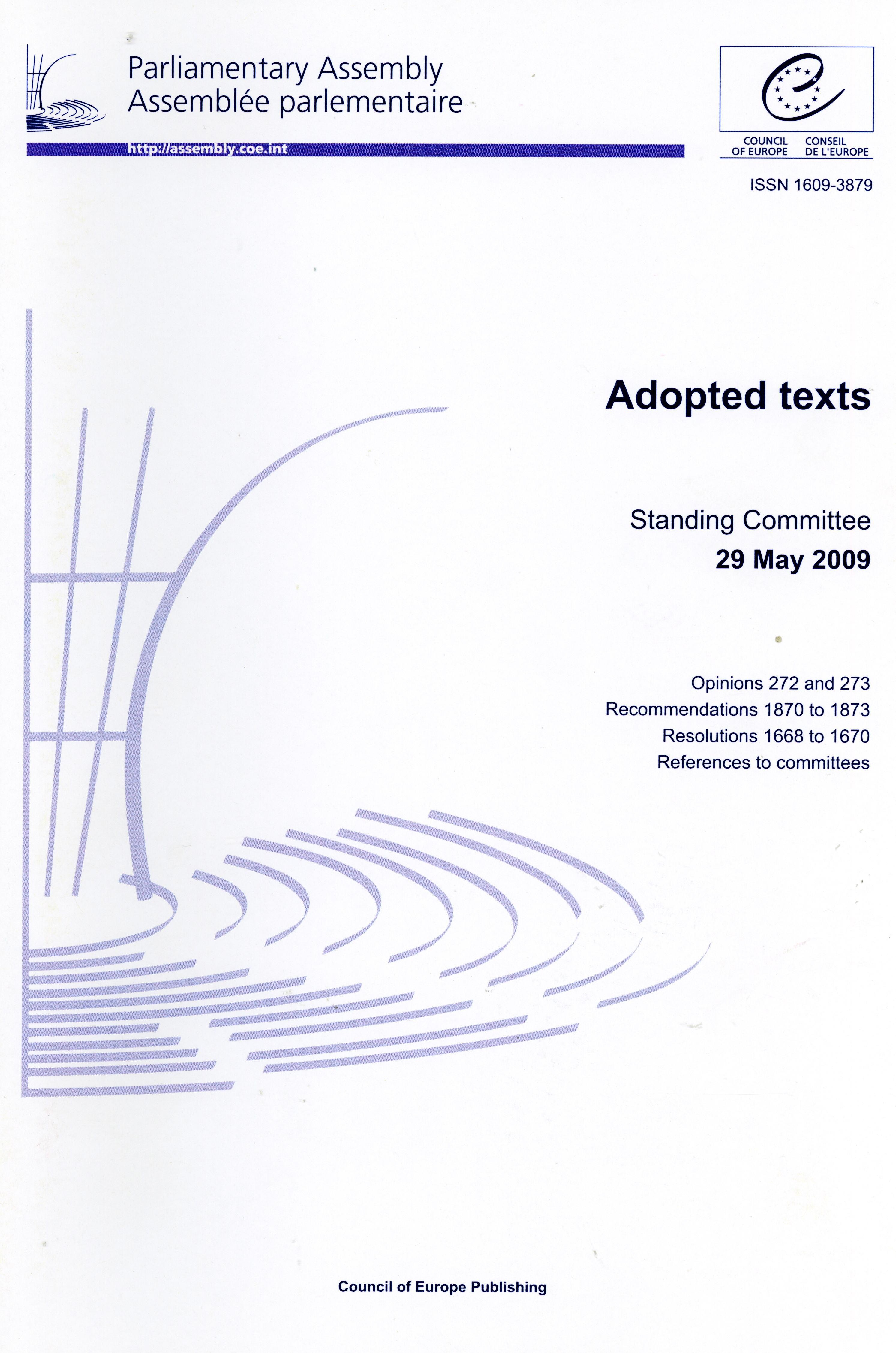 Parliamentary Assembly - Adopted texts - Standing Committee 29 May 2009