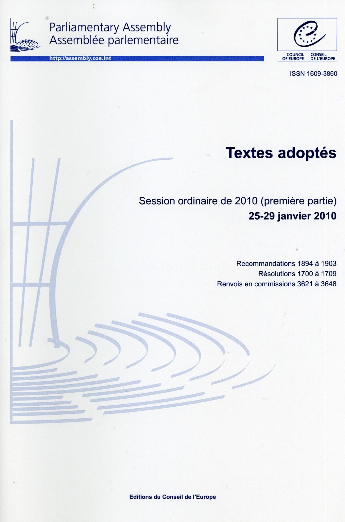 Assemblée parlementaire - Textes adoptés - Session ordinaire de 2010 (première partie) 25-29 janvier 2010