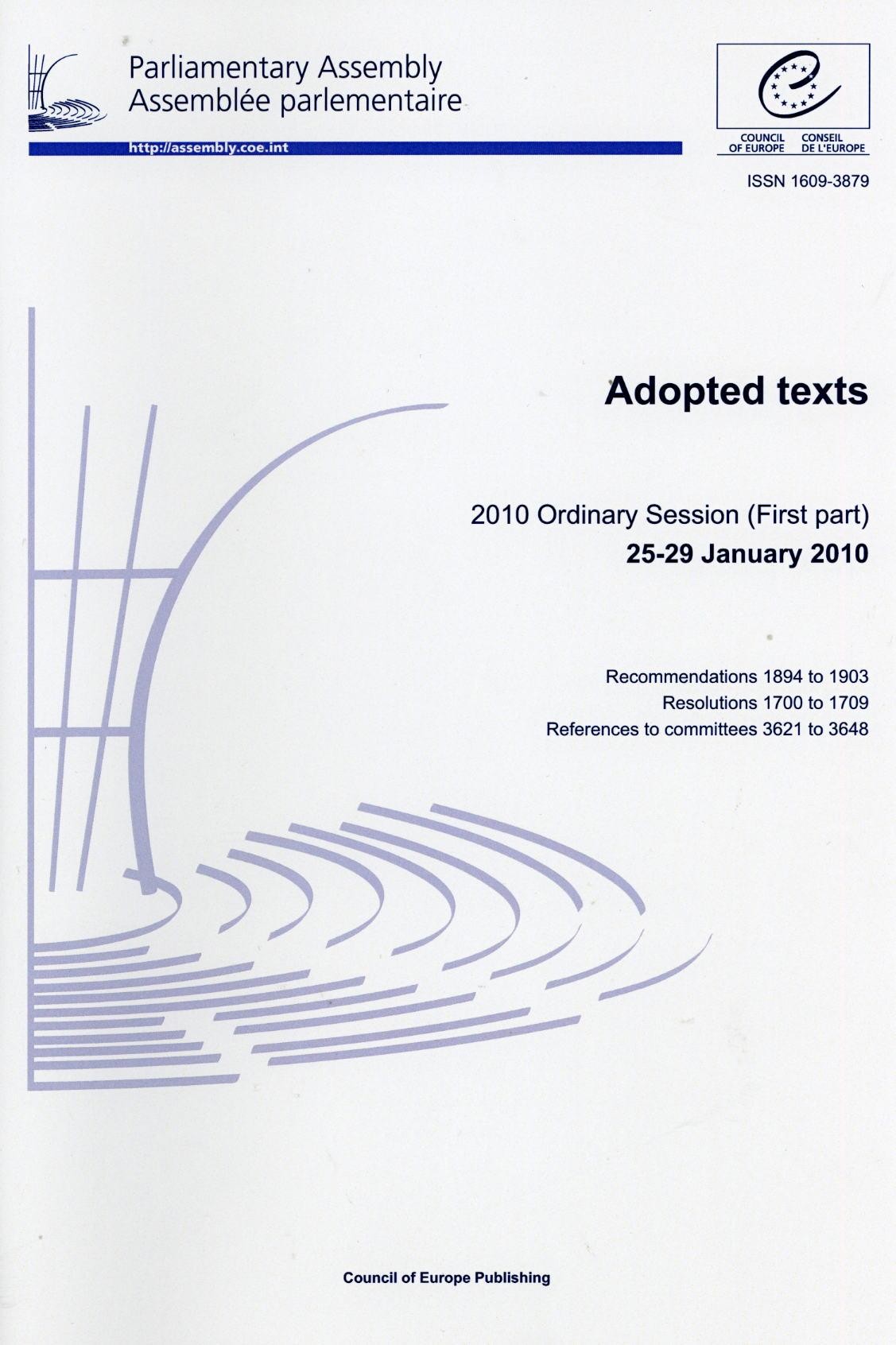 Parliamentary Assembly - Adopted texts - 2010 Ordinary Session (First part) 25-29 January 2010
