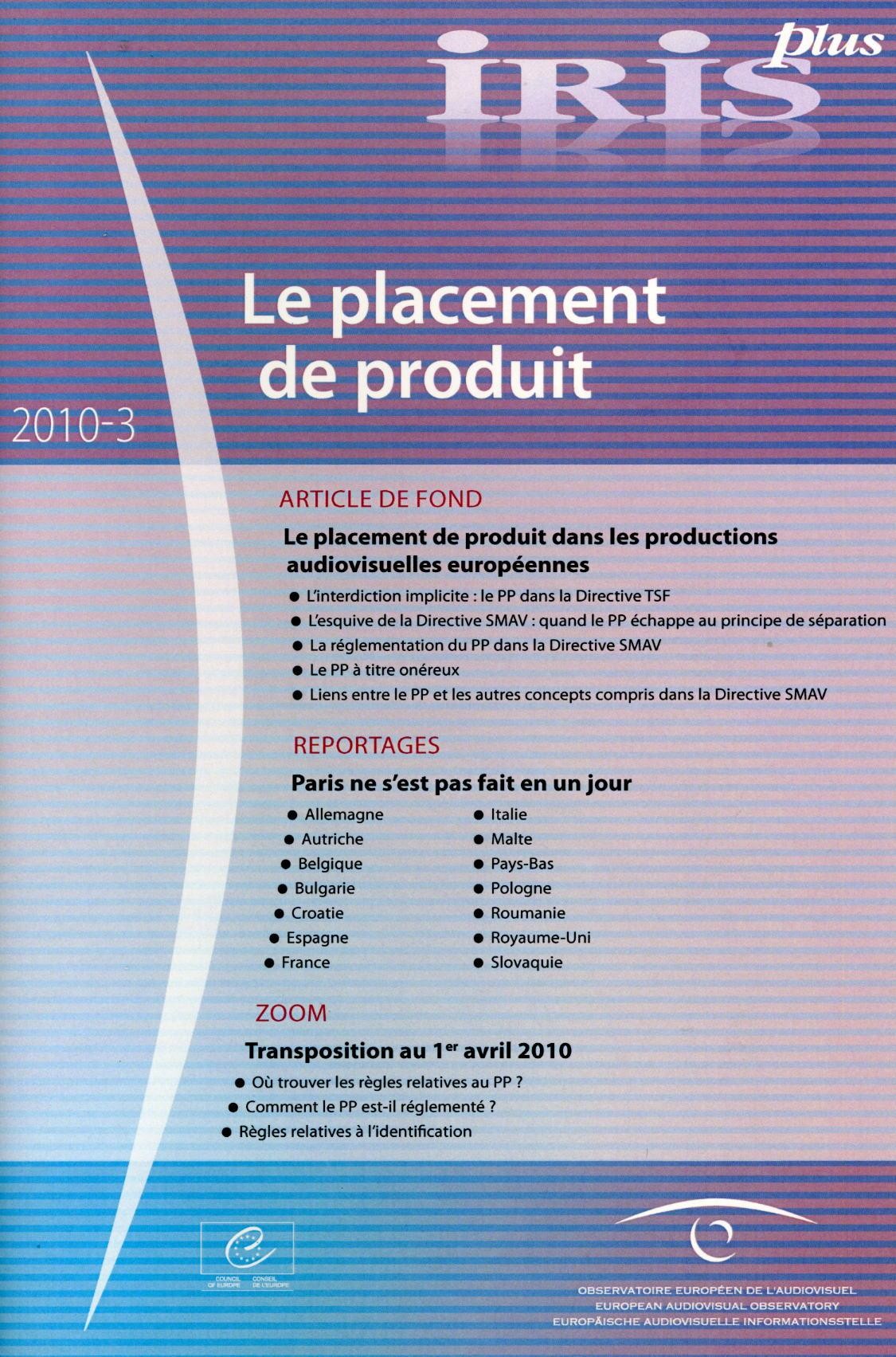 IRIS plus 2010-3: Le placement de produit