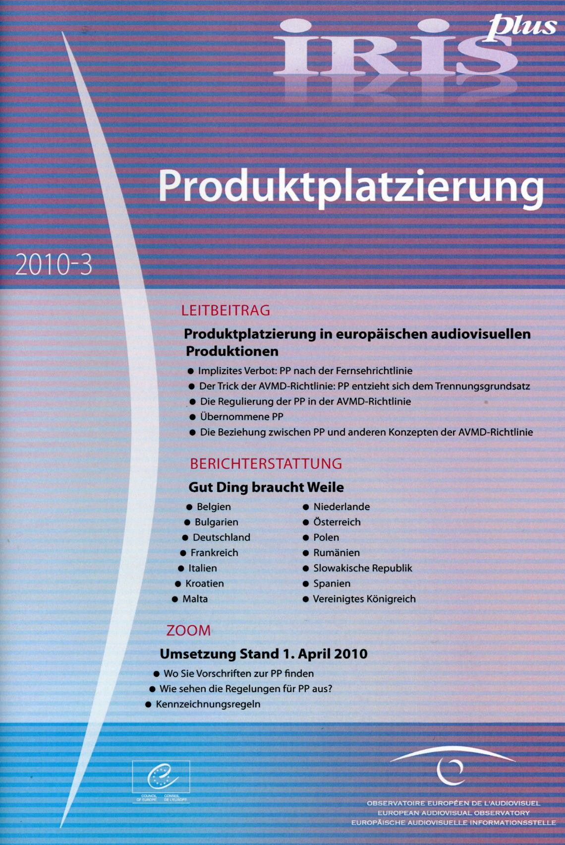 IRIS plus 2010-3: Produktplatzierung