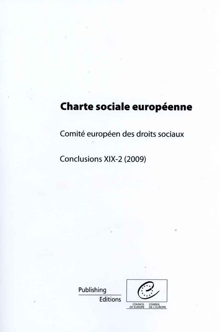 Charte sociale européenne - Comité européen des droits sociaux - Conclusions XIX-2