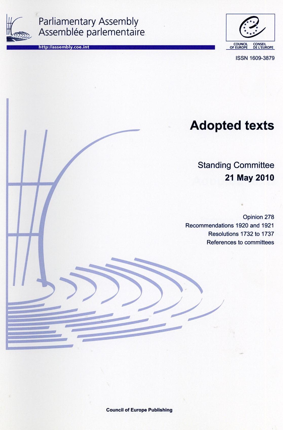 Parliamentary Assembly - Adopted texts - Standing Committee 21 May 2010