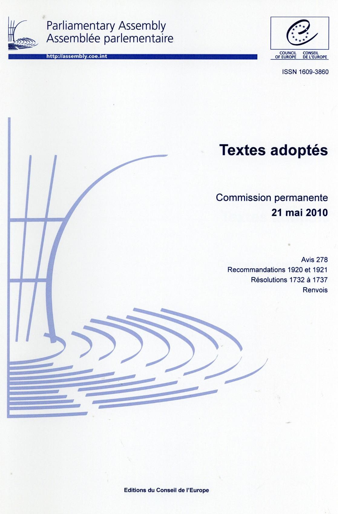 Assemblée parlementaire - Textes adoptés - Commission permanente 21 mai 2010