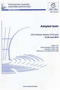 Parliamentary Assembly - Adopted texts - 2010 Ordinary Session (Third part) 21-25 June 2010