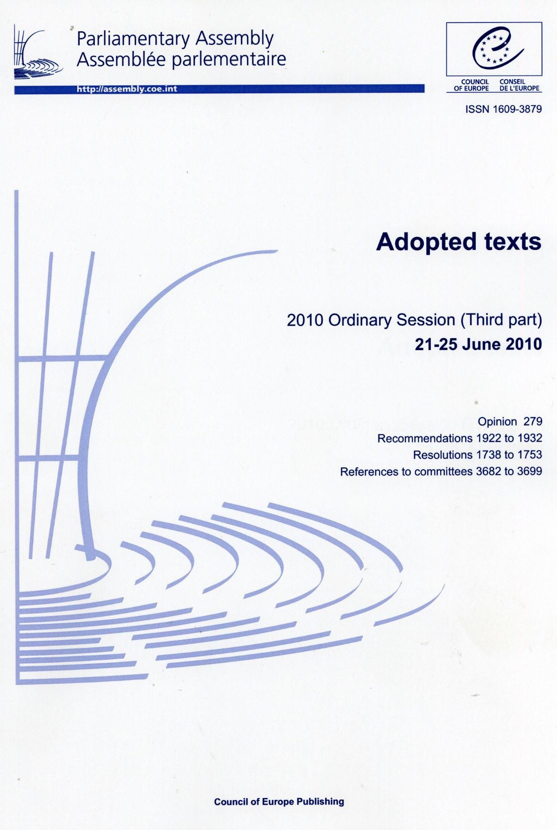 Parliamentary Assembly - Adopted texts - 2010 Ordinary Session (Third part) 21-25 June 2010