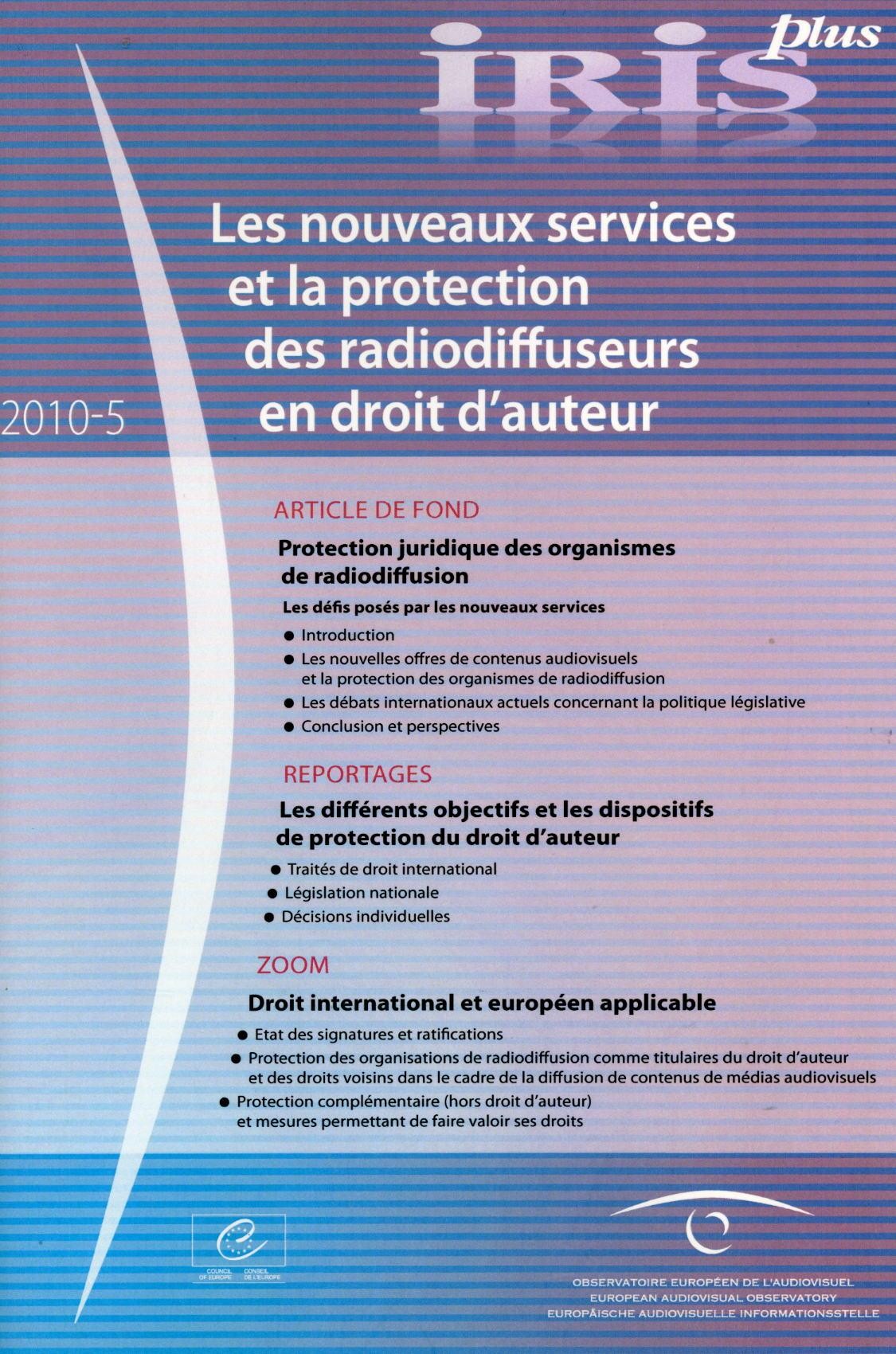 IRIS plus 2010-5: Les nouveaux services et la protection des radiodiffuseurs en droit d'auteur