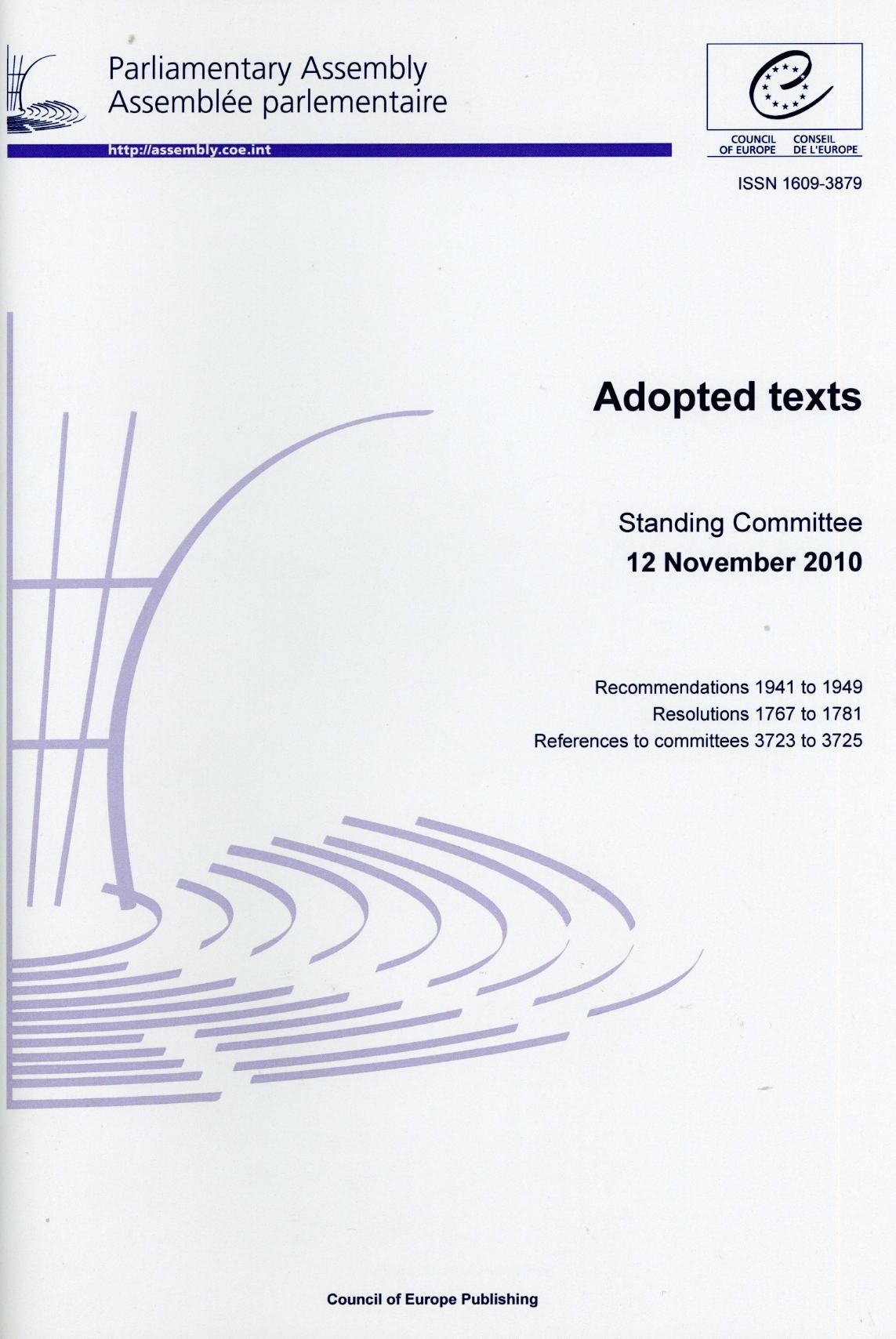 Parliamentary Assembly - Adopted texts - Standing Committee 12 November 2010