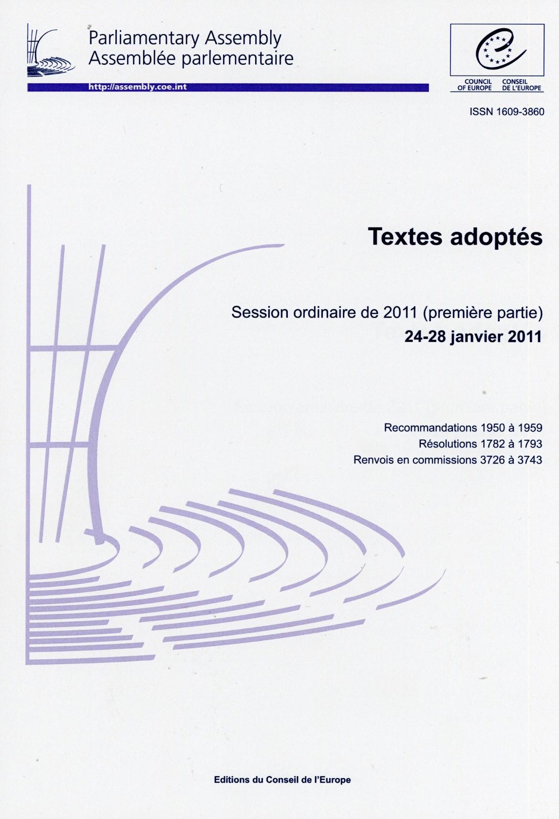 Assemblée parlementaire - Textes adoptés - Session ordinaire de 2011 (première partie) 24-28 janvier 2011