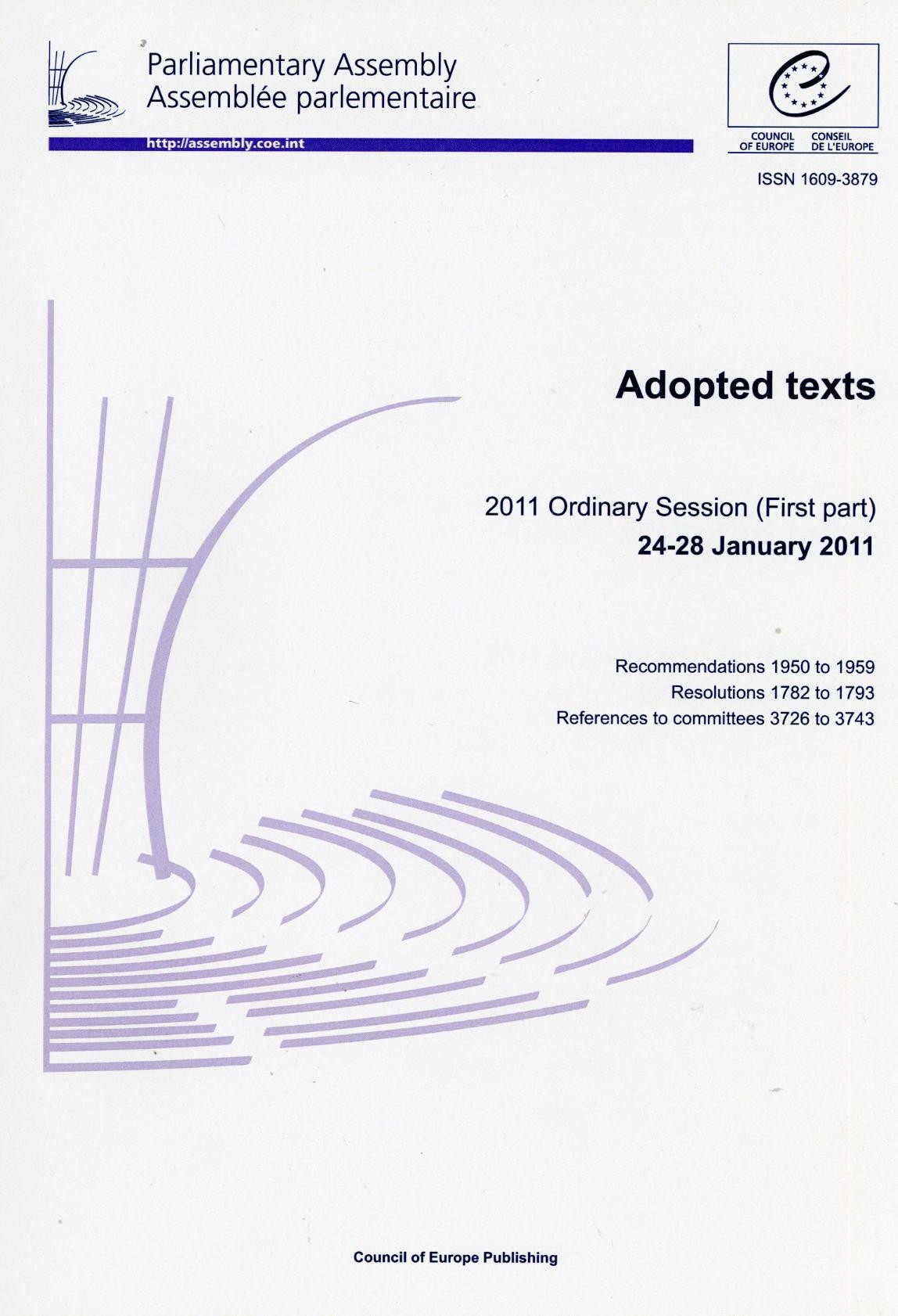 Parliamentary Assembly - Adopted texts - 2011 Ordinary Session (First part) 24-28 January 2011