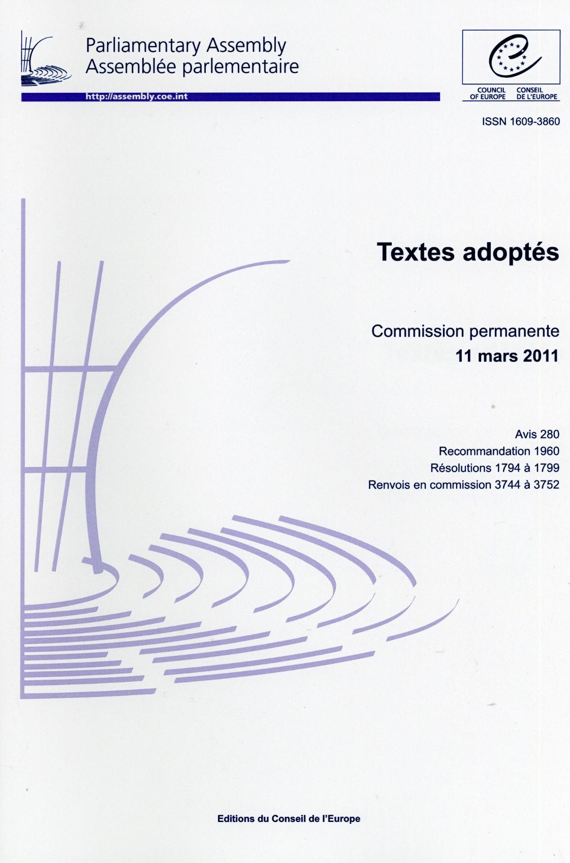 Assemblée parlementaire - Textes adoptés - Commission permanente 11 mars 2011
