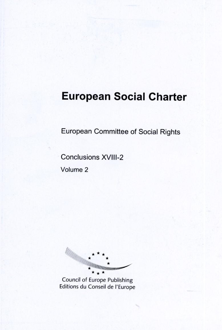 European Social Charter - European Committee of Social Rights - Conclusions XVIII-2, Volume 2