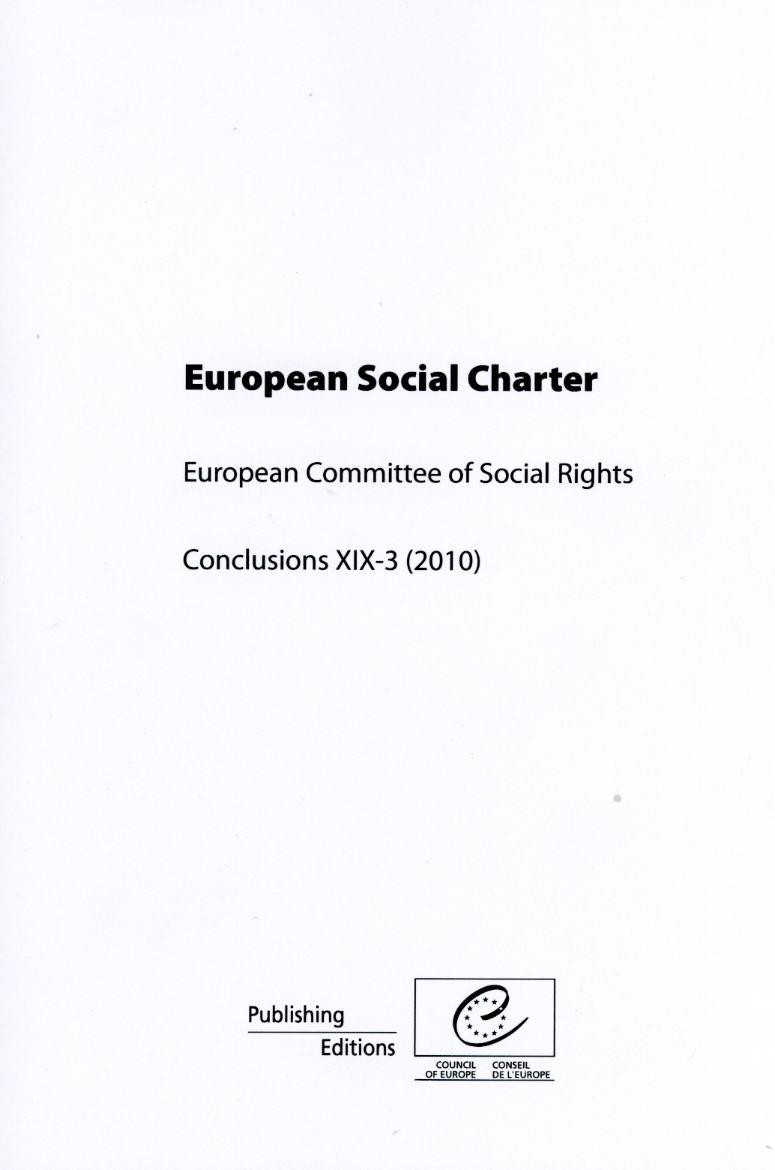 European Social Charter - European Committee of Social Rights - Conclusions XIX-3/2010