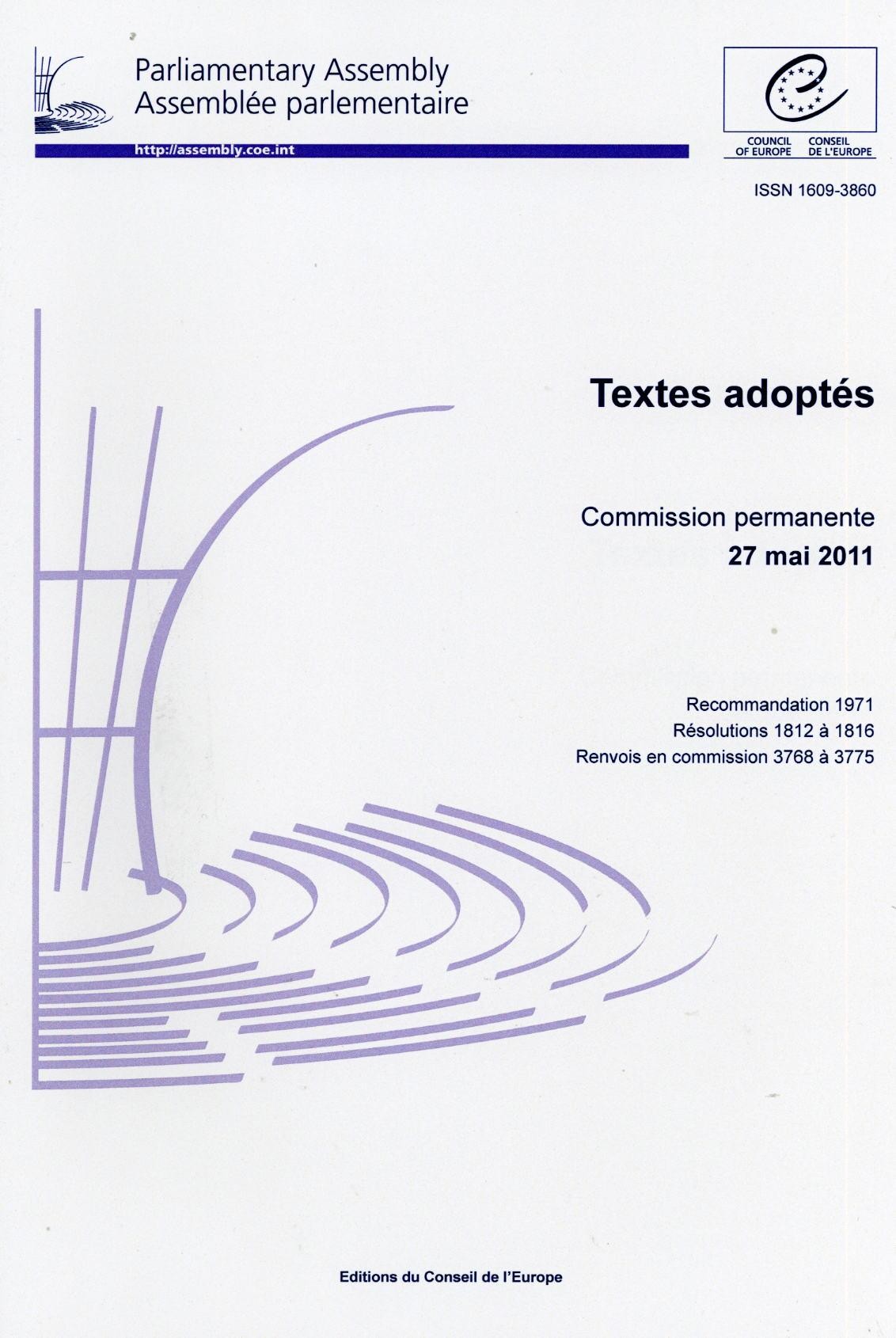 Assemblée parlementaire - Textes adoptés - Commission permanente 27 mai 2011