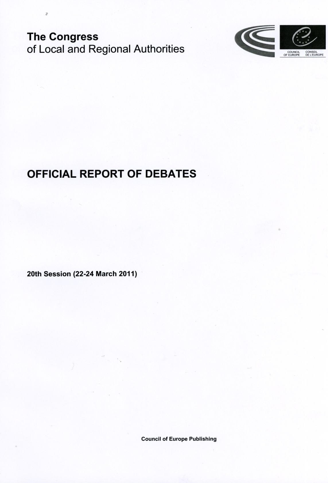 The Congress of Local and Regional Authorities - Official report of debates - 20th Session (22-24 March 2011)