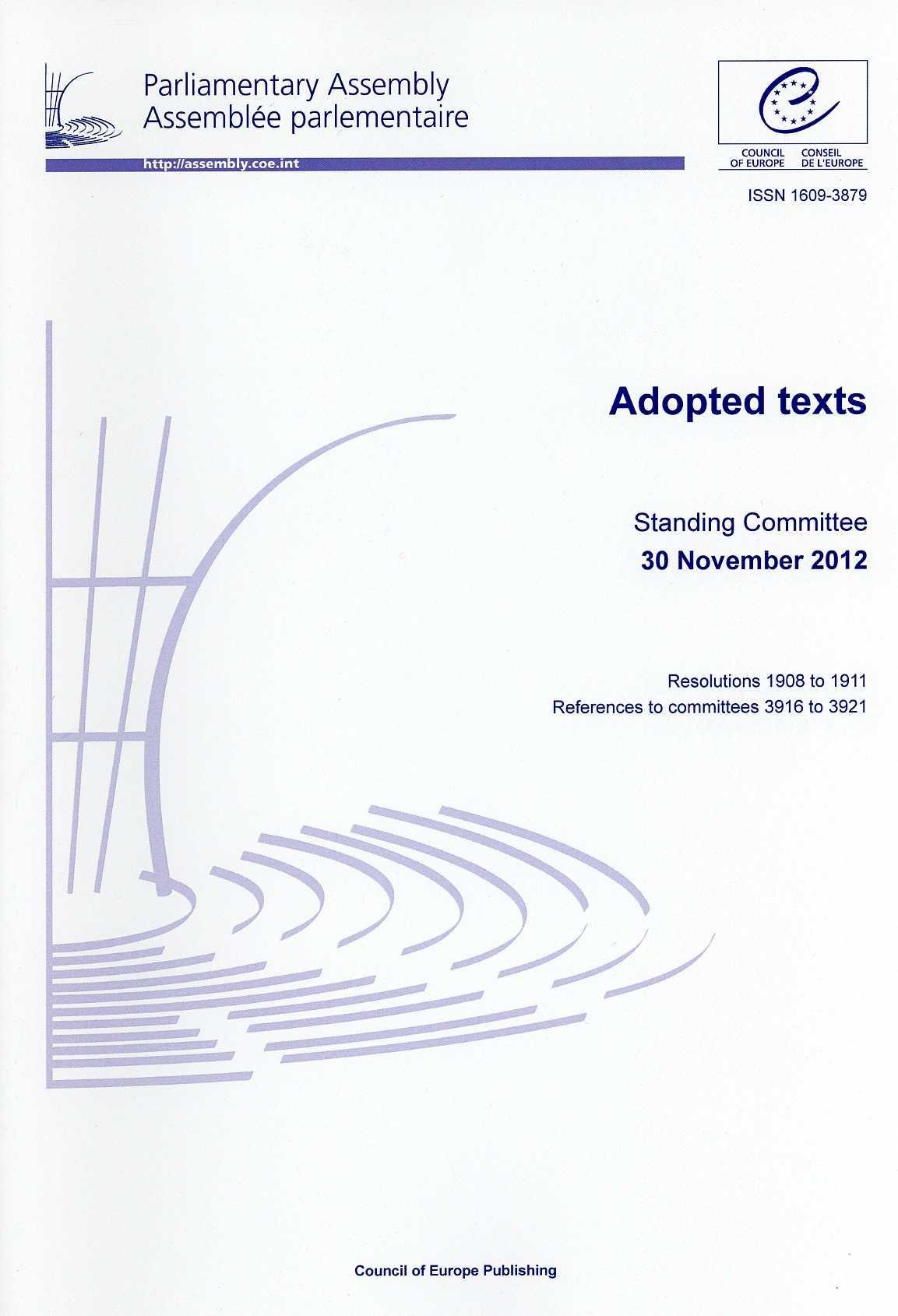 Parliamentary Assembly - Adopted texts - Standing Committee 30 November 2012