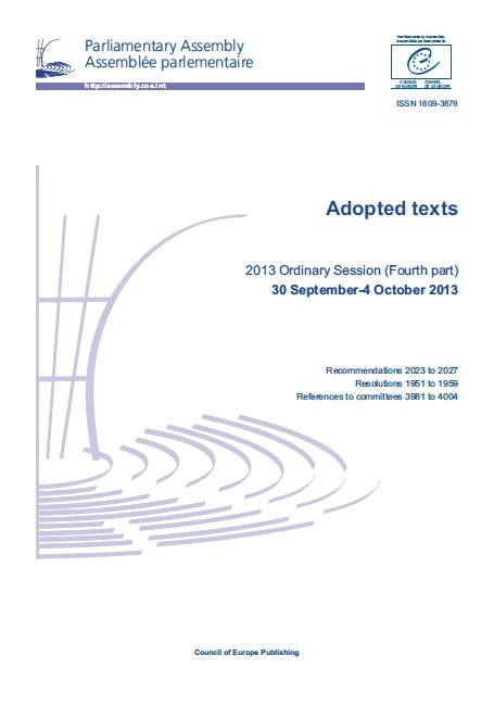 Parliamentary Assembly - Adopted texts - 2013 Ordinary Session (Fourth part) 30 September - 4 October 2013