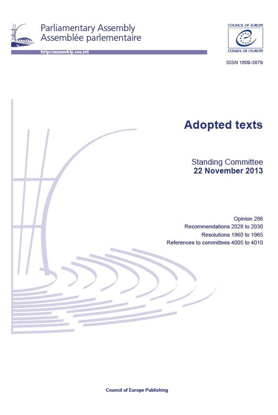 Parliamentary Assembly - Adopted texts - Standing Committee 22 November 2013