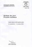 Assemblée parlementaire - Ordres du jour / Procès-verbaux - Session ordinaire de 2003 (quatrième partie) / octobre 2003