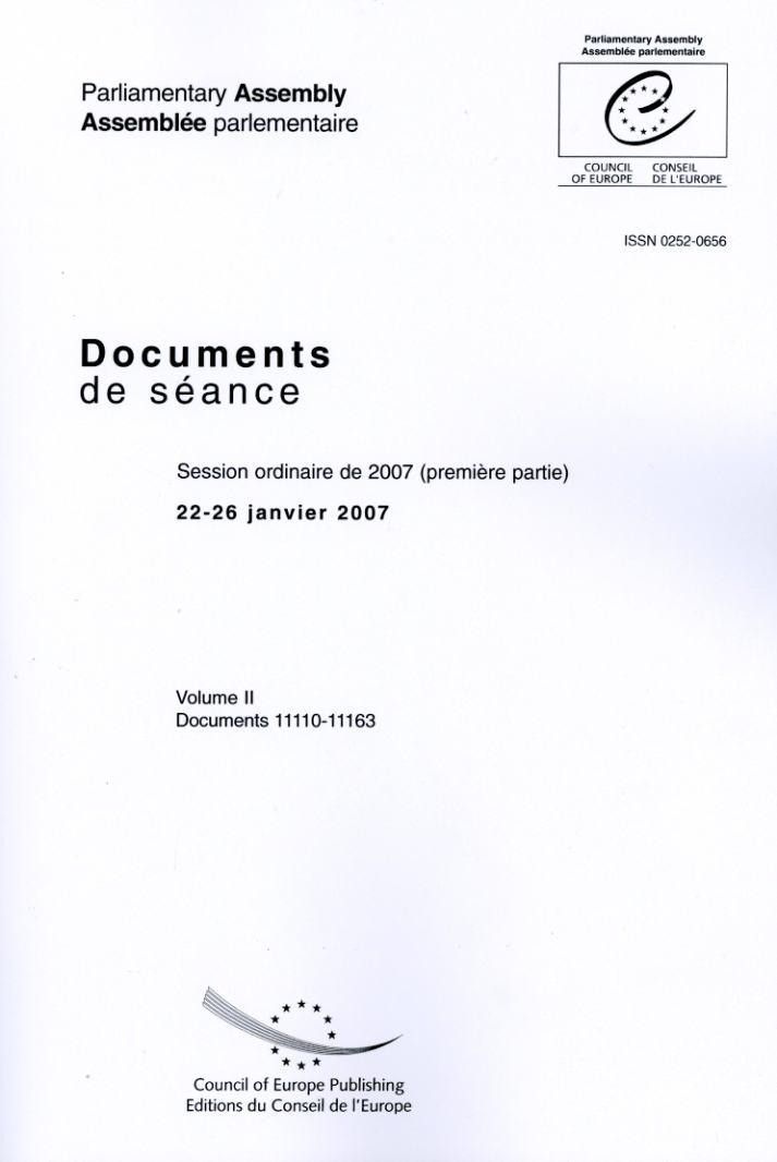 Assemblée Parlementaire - Documents de séance - Session ordinaire de 2007 (première partie), 22-26 janvier 2007, Volume II