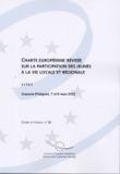 Charte européenne révisée sur la participation des jeunes à la vie locale et régionale - Actes,  Cracovie, mars 2002 (Etudes et travaux n° 88)