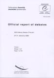 Official report of debates - 2003 Ordinary Session (First part), January 2003, Volume I