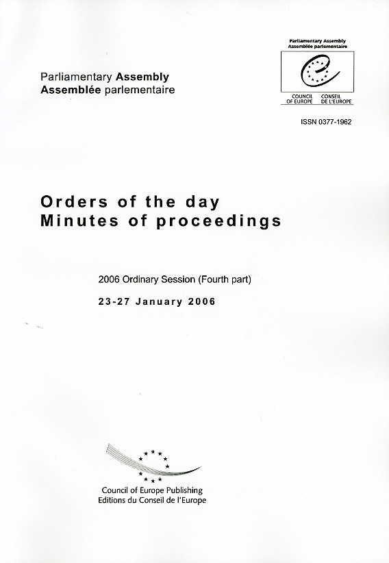 PDF - Parliamentary Assembly - Orders of the day/Minutes of proceedings - 2006 Ordinary Session(First part) 23-27 January 2006