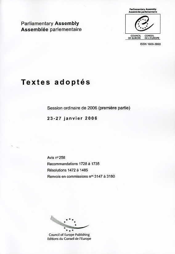 PDF - Assemblée parlementaire - Textes adoptés - Session ordinaire de 2006 (première partie) 23-27 janvier 2006